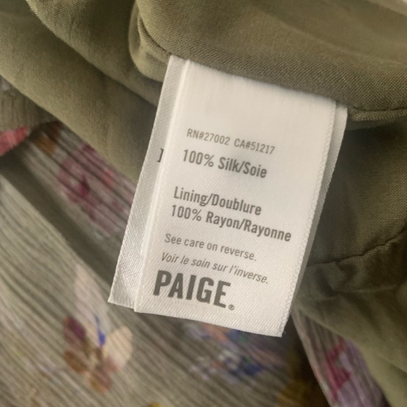 NWOT PAIGE Elynne Floral Long Sleeve Silk Chiffon Dress in Moss Multi Size XL - Picture 12 of 13